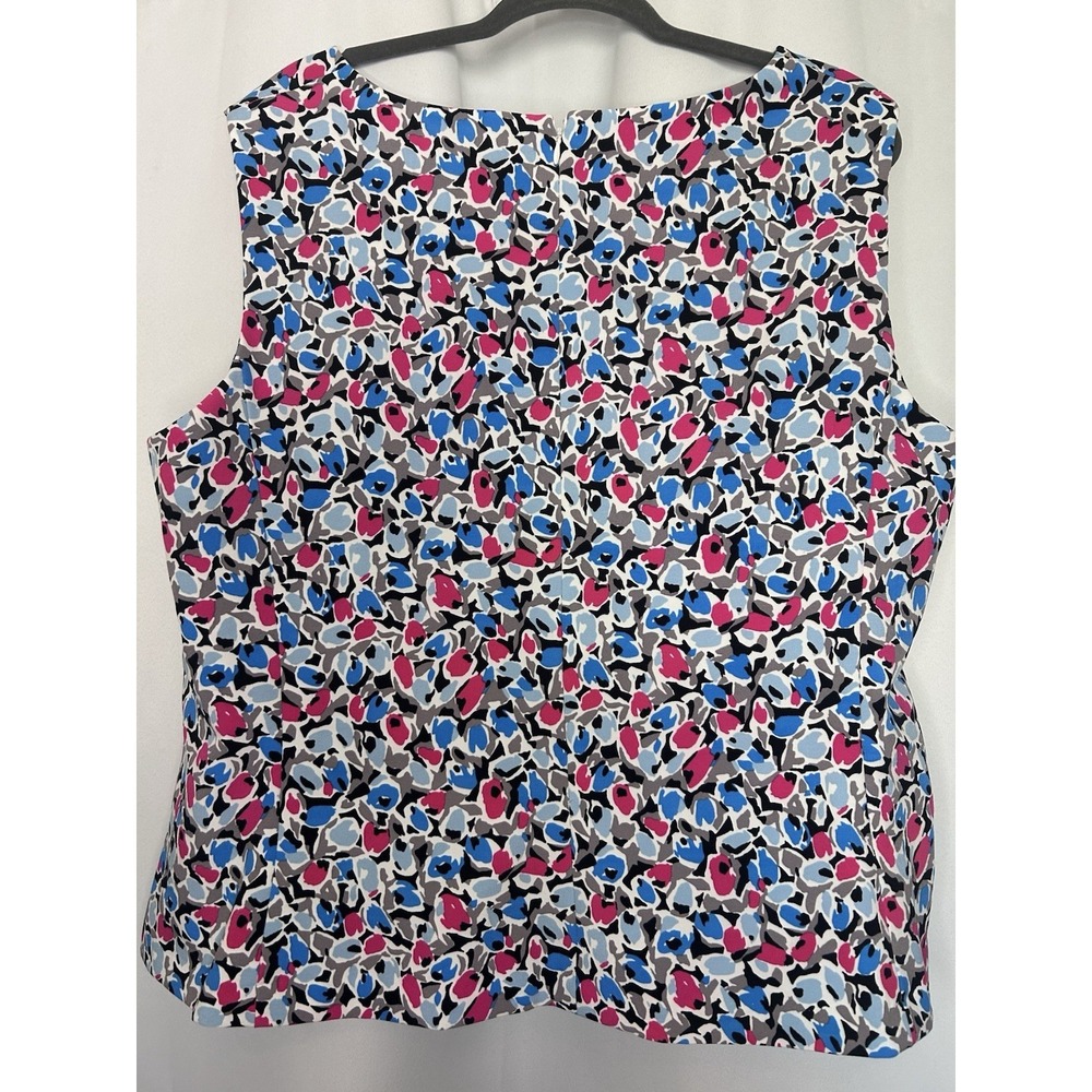 Nine West Blue Pink Gray Geometric Sleeveless Top Size 22 Stretch Tailored - Picture 5 of 8
